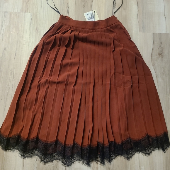 NWT lace trim pleated midi skirt - Picture 4 of 7